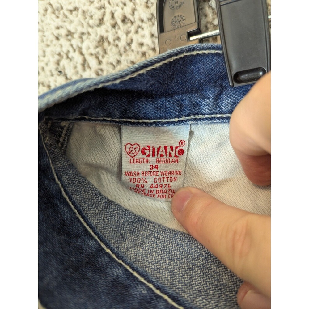 VTG Gitano Mom Jeans Women's 34x29 Blue Dark Wash Ultra High Rise‎ Straight 80s - Picture 8 of 9